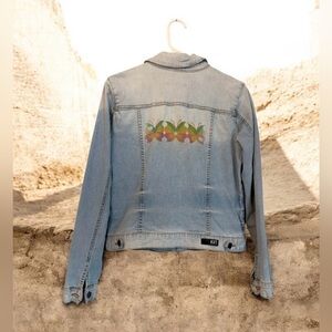 KUT From the Kloth Denim Jacket‎ Butterfly Back Graphic Size L